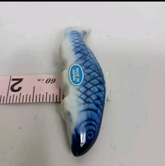 Vintage Chopstick Rests Blue Ceramic Fish Figurines Japan Marked - 10 PCS - Picture 6 of 7